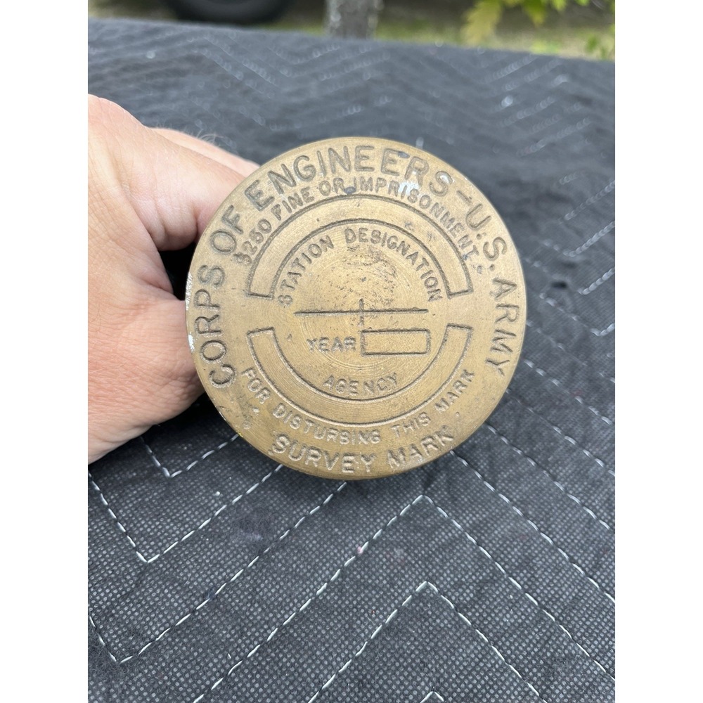 Vintage Brass U.S. Army Corp of Engineers Survey Mark "D"